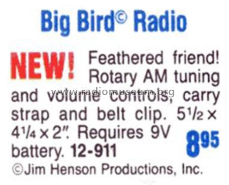 CTW Sesame Street® Big Bird AM Radio® 12-911; Radio Shack Tandy, (ID = 1769102) Radio