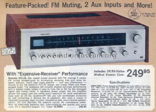 STA-76 Cat. No.= 31-2054; Radio Shack Tandy, (ID = 2722106) Radio