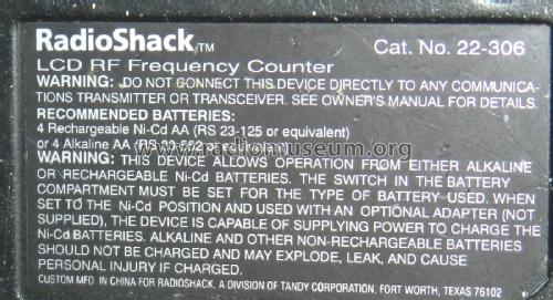 LCD RF Frequency Counter 22-306; Radio Shack Tandy, (ID = 2737901) Equipment