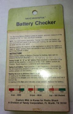 Micronta - Battery Checker No. 22-098; Radio Shack Tandy, (ID = 1742786) Equipment