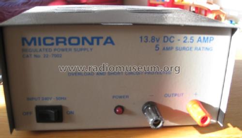 Micronta - Regulated Power Supply 13.8 V DC - 2.5 Amp Cat. No. 22-7002; Radio Shack Tandy, (ID = 1785312) Aliment.