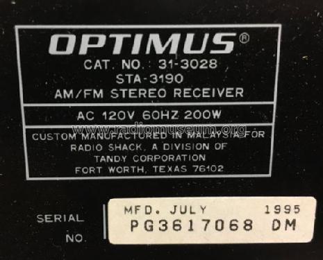 Optimus STA-3190 Cat. No.= 31-3028; Radio Shack Tandy, (ID = 2778896) Radio