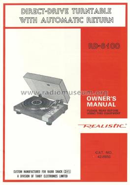 Direct-Drive Turntable RD-8100; Radio Shack Tandy, (ID = 2045846) Diverses