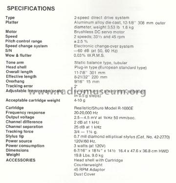 Direct-Drive Turntable RD-8100; Radio Shack Tandy, (ID = 2045847) Misc