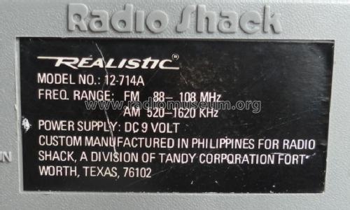 Realistic 12-714A; Radio Shack Tandy, (ID = 1467669) Radio