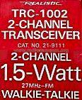 Realistic 2-Channel Transceiver TRC-1002 Cat. No. 21-9111; Radio Shack Tandy, (ID = 481944) Cittadina