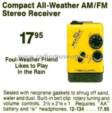 Realistic All Weather Stereo Mate 12-134; Radio Shack Tandy, (ID = 1795368) Radio