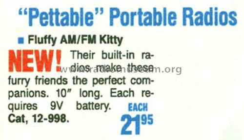 Realistic Fluffy AM/FM Kitty 12-998; Radio Shack Tandy, (ID = 1777745) Radio