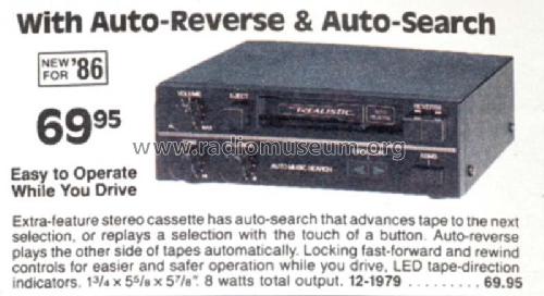 Realistic Auto-Reverse Stereo Car Cassette Player 12-1979 ; Radio Shack Tandy, (ID = 2969885) Ton-Bild