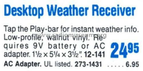 Realistic Desktop Weather Receiver 12-141; Radio Shack Tandy, (ID = 1764452) Radio