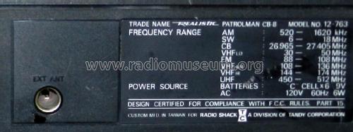 Realistic Patrolman CB-8; Radio Shack Tandy, (ID = 2738078) Radio