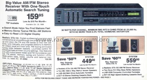 STA-130 Cat. No.= 31-2066; Radio Shack Tandy, (ID = 2720249) Radio