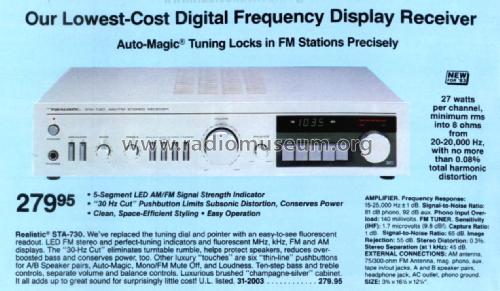 STA-730 Cat. No.= 31-2003; Radio Shack Tandy, (ID = 2719130) Radio