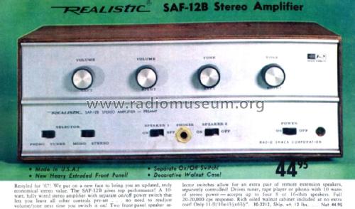 SAF-12B Cat. No.= 30-2212; Radio Shack Tandy, (ID = 2732095) Ampl/Mixer