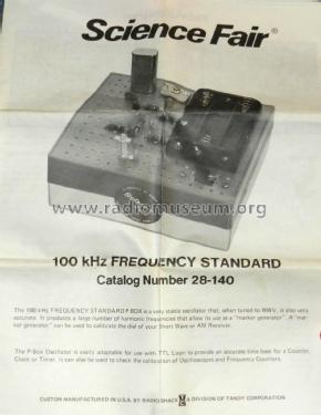 Science Fair Frequency 100 kHz Standard Cat. No.= 28-140; Radio Shack Tandy, (ID = 2733398) Kit