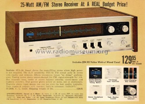 STA-18 Cat. No.= 31-2048 Radio Radio Shack Tandy, Realistic, Micronta ...