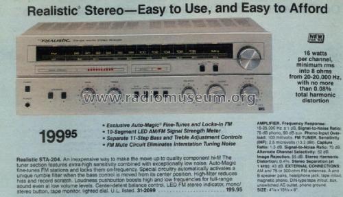 STA-204 Cat. No.= 31-2099; Radio Shack Tandy, (ID = 2719132) Radio