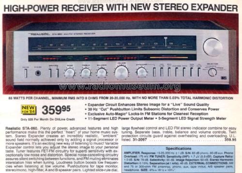 STA-860 Cat. No.= 31-2097 Radio Radio Shack Tandy, Realistic ...