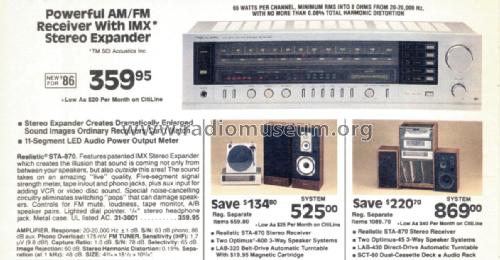 STA-870 Cat. No.= 31-3001; Radio Shack Tandy, (ID = 2719551) Radio