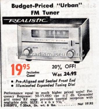 T-204A 'Urban' Cat. No.= 31K097X; Radio Shack Tandy, (ID = 2732212) Radio