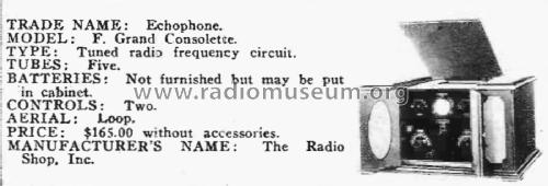 Echophone F Grand Consolette; Radio Shop, The (ID = 1965229) Radio