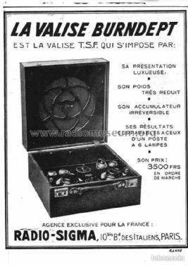 Valise Burndept ; Radio-Sigma; Paris, (ID = 2982860) Radio