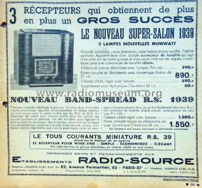 Band-Spread R.S. 1939; Radio Source; Paris (ID = 1816241) Radio