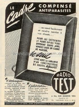 Cadre compensé antiparasites ; Radio Test; Paris (ID = 1692112) Antena