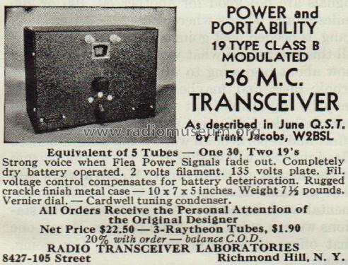 56-Mc Transceiver ; Radio Transceiver (ID = 2054278) Amat TRX