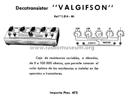 Decatransistor Valgifson 1.514-NI; Radio Watt Valgifson (ID = 2534698) Equipment