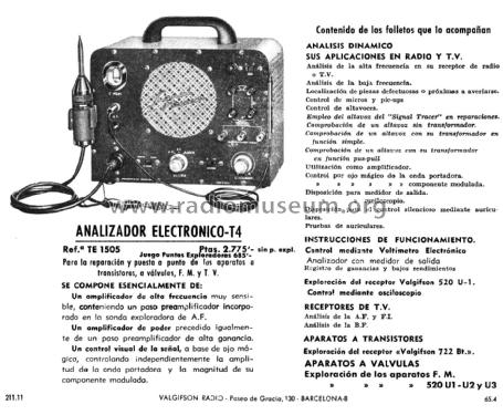 Analizador Electrónico - Signal Tracer - Valgifson T-4; Radio Watt Valgifson (ID = 1884823) Ausrüstung