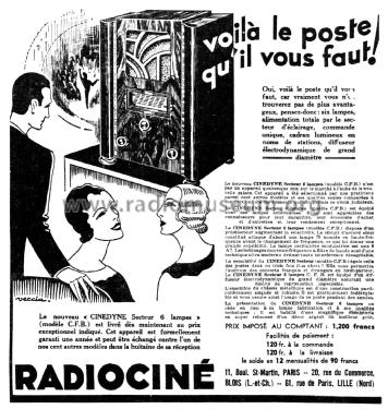 Cinédyne Secteur CFB; Radiociné Radio-Ciné (ID = 2132671) Radio