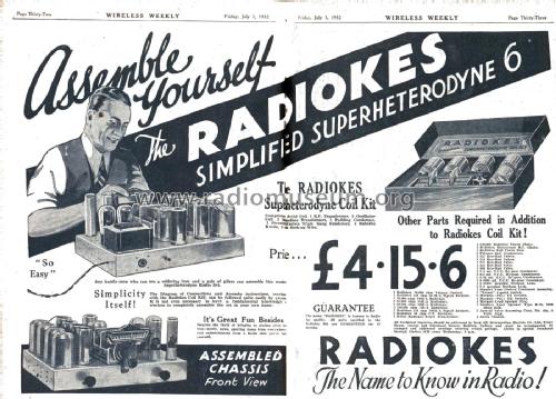 Simplified Superheterodyne 6 ; Radiokes; Sydney (ID = 2670931) Radio