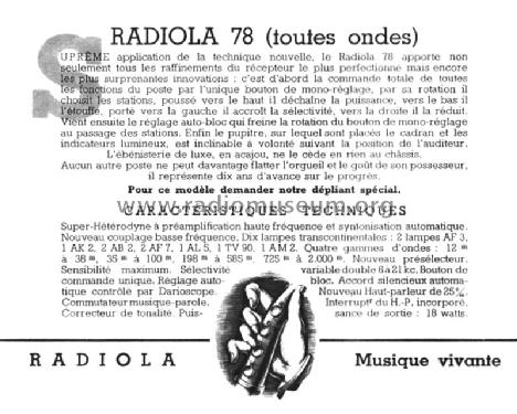 RA78A; Radiola marque (ID = 2490628) Radio