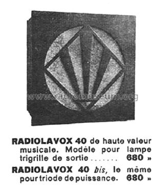 Radiolavox 40; Radiola marque (ID = 2679790) Lautspr.-K