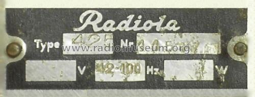 Super-Inductance 425A; Radiola marque (ID = 524816) Radio