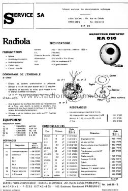 RA010 ; Radiola marque (ID = 1197215) Radio