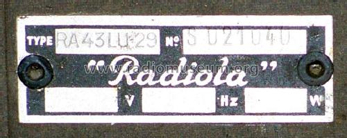 RA43 LU29; Radiola marque (ID = 1298371) Radio