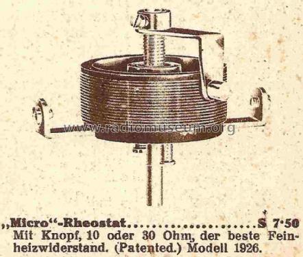 Micro-Rheostat ; Radiola; Wien (ID = 1087618) Radio part