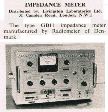 Impedance Meter GB11; Radiometer; (ID = 2776996) Equipment