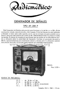 Generador de señal AF-258-P; Radiométrico, Carlos (ID = 1376085) Equipment