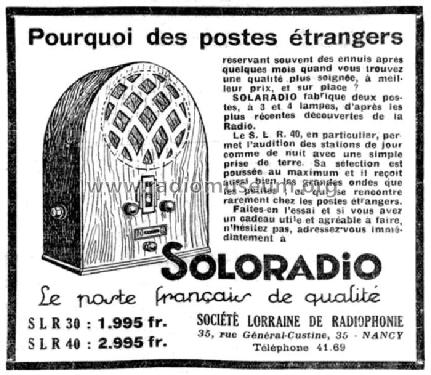 Soloradio SLR30; Radiosolo, Société (ID = 1979258) Radio