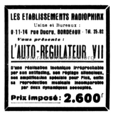 Auto-Régulateur VII ; Radiosphinx Radio- (ID = 2491320) Radio