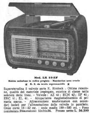 LR52-EF; Radiotecnica, La; (ID = 2466135) Radio