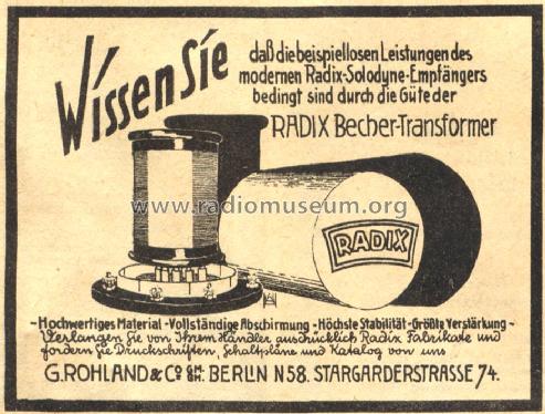 Antennentransformator, Hochfrequenztransformator ; Radix, G. Rohland & (ID = 1132357) Radio part