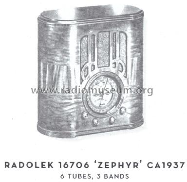 16706 Zephyr ; Radolek Co., Chicago (ID = 1570656) Radio