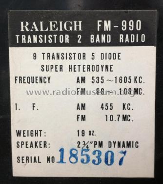 9 Transistor AM FM with A.F.C. FM-990; Raleigh Kaysons (ID = 2382125) Radio