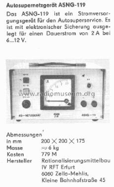 Autosupernetzgerät ASNG-119; Rationalisierungsmit (ID = 1497683) Aliment.