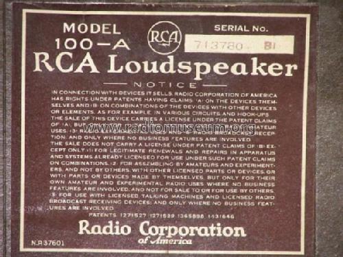 Radiola Loudspeaker 100-A; RCA RCA Victor Co. (ID = 182818) Lautspr.-K