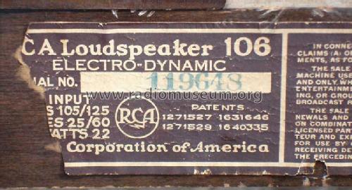 LOUDSPEAKER 106 UZ-642; RCA RCA Victor Co. (ID = 328798) Speaker-P